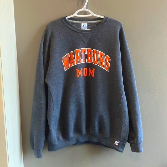 Russell Athletic Tops - WARTBURG MOM Russell Athletic Iowa Long-sleeved Gray and Orange Sweater Size XL